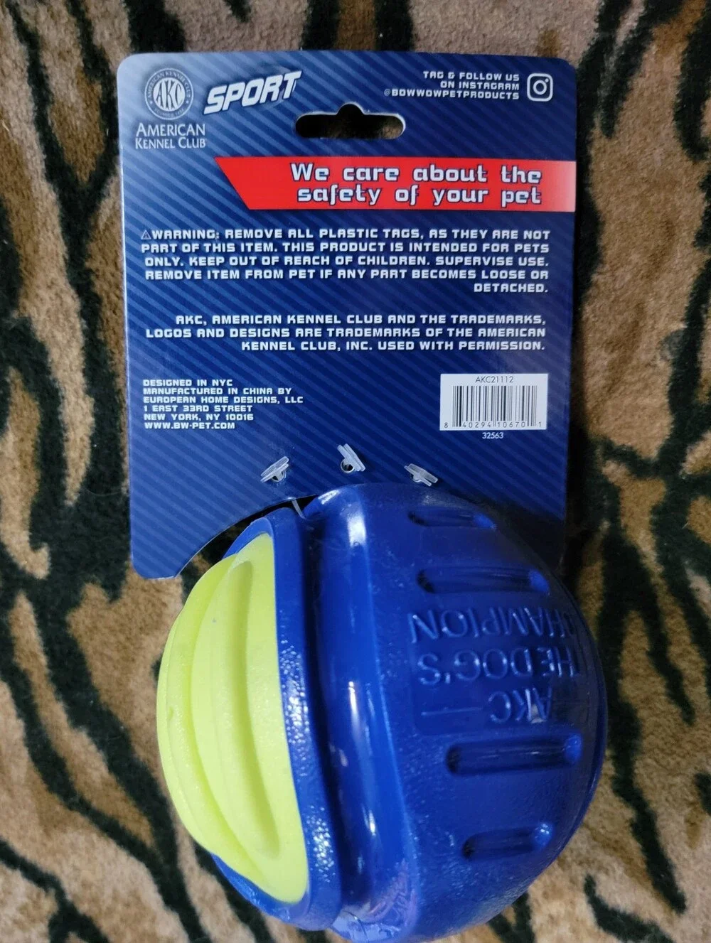 Dog Ball American Kennel Club Fetch Ball - Durable Various Colors Ea.large New